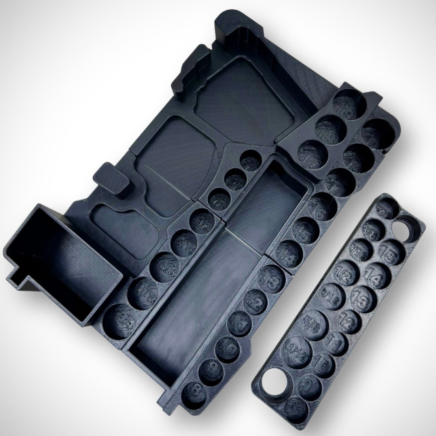 M12 Stubby & 3/8" Socket Insert displayed separately from the PACKOUT™ Compact Organiser, showing empty custom-fit compartments.