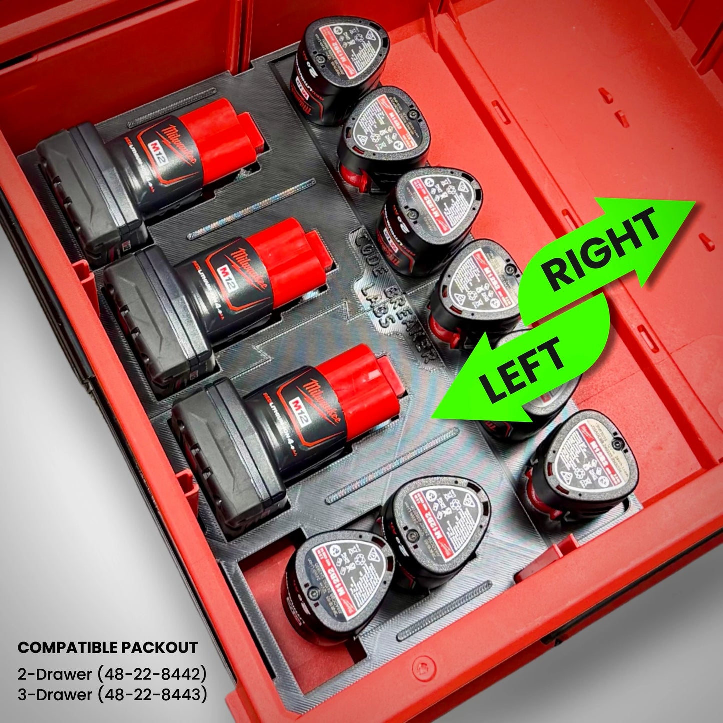 M12 Battery Storage Insert for Milwaukee PACKOUT™ Drawers