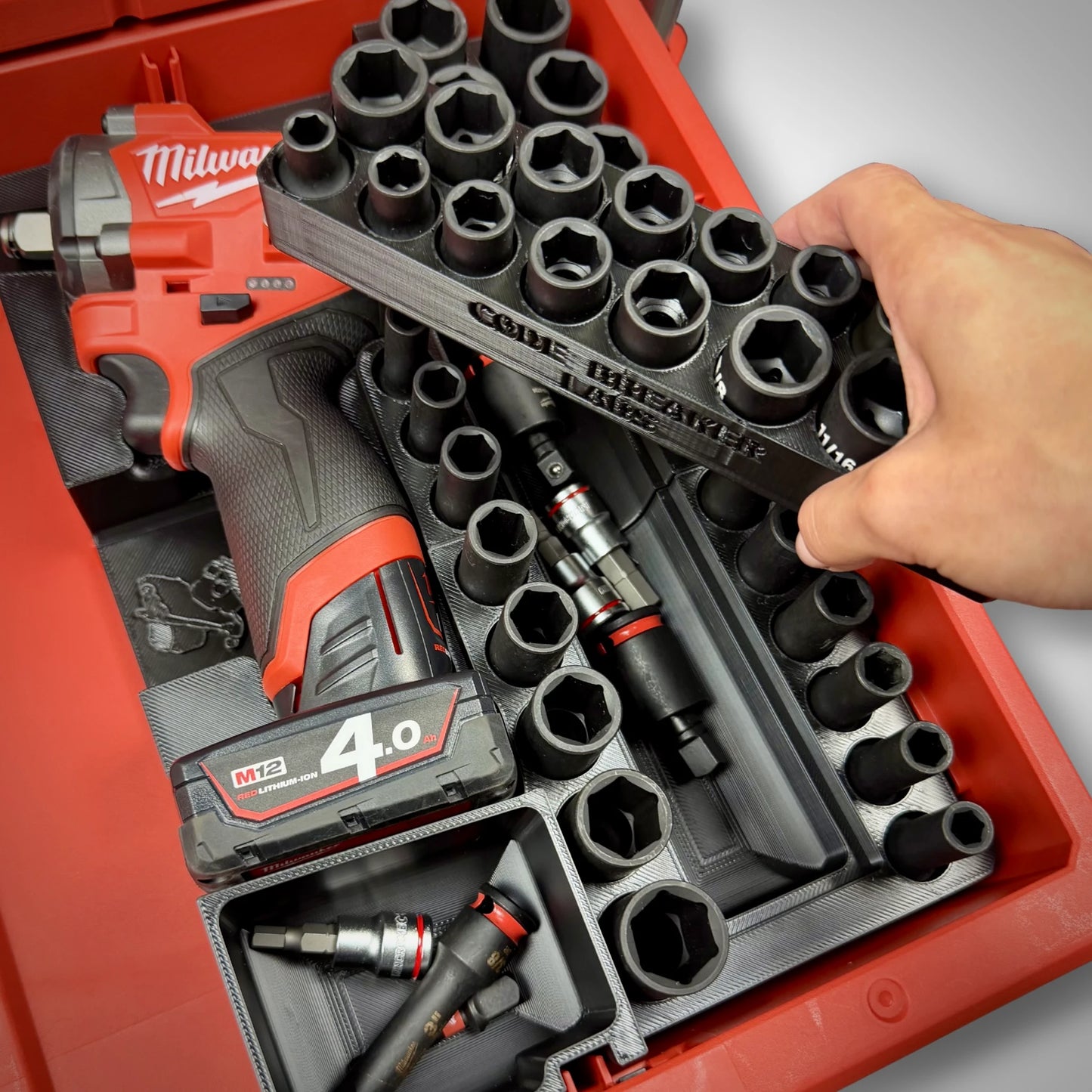M12 Stubby Impact & 3/8" Socket Set Insert for Milwaukee PACKOUT™ Drawers