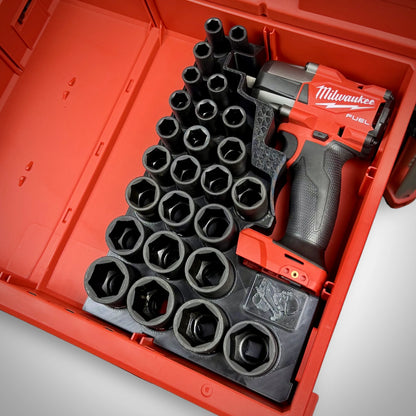 M18 1/2” Impact Wrench & Socket Set Insert for Milwaukee PACKOUT™ Drawers