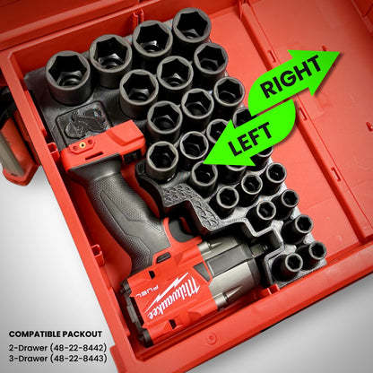 M18 1/2” Impact Wrench & Socket Set Insert for Milwaukee PACKOUT™ Drawers