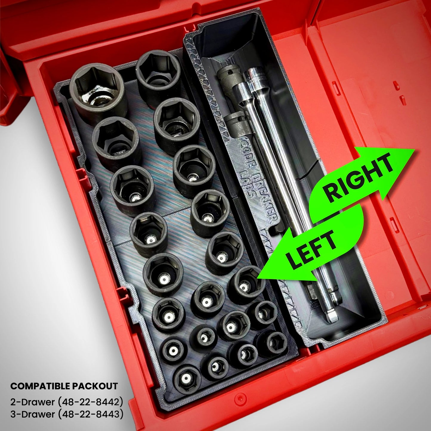 Metric & SAE Deep Impact Socket Organiser Insert for Milwaukee PACKOUT™ Drawers