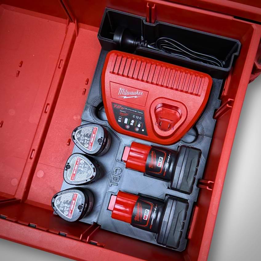 M12 Charger Insert for Milwaukee PACKOUT™ Drawers