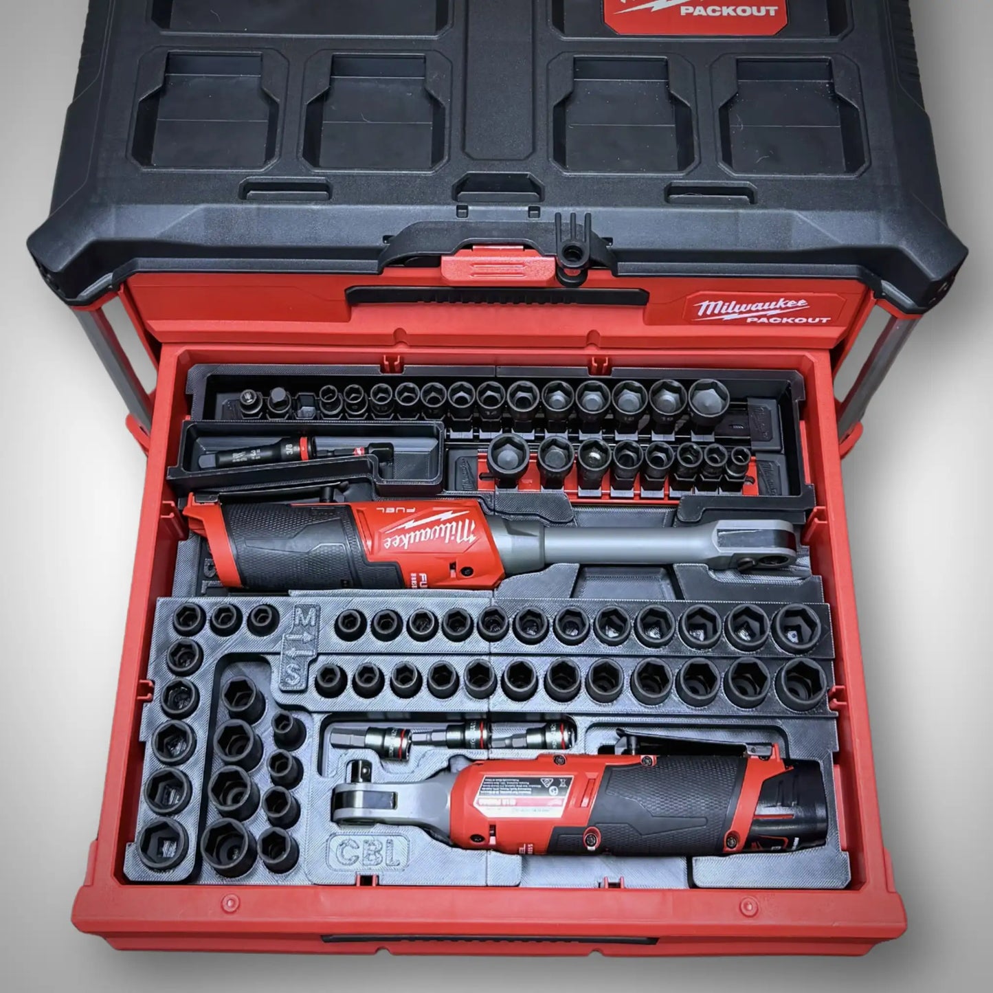 Inserto para juego de carraca M12 y vasos de 3/8" para cajones PACKOUT™ V2