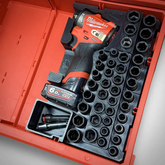 M12 Subcompact Impact & 3/8" Socket Set Insert for Milwaukee PACKOUT™ Drawers