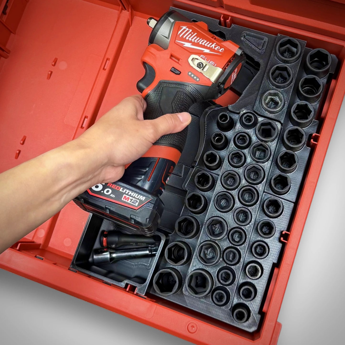 M12 Subcompact Impact & 3/8" Socket Set Insert for Milwaukee PACKOUT™ Drawers