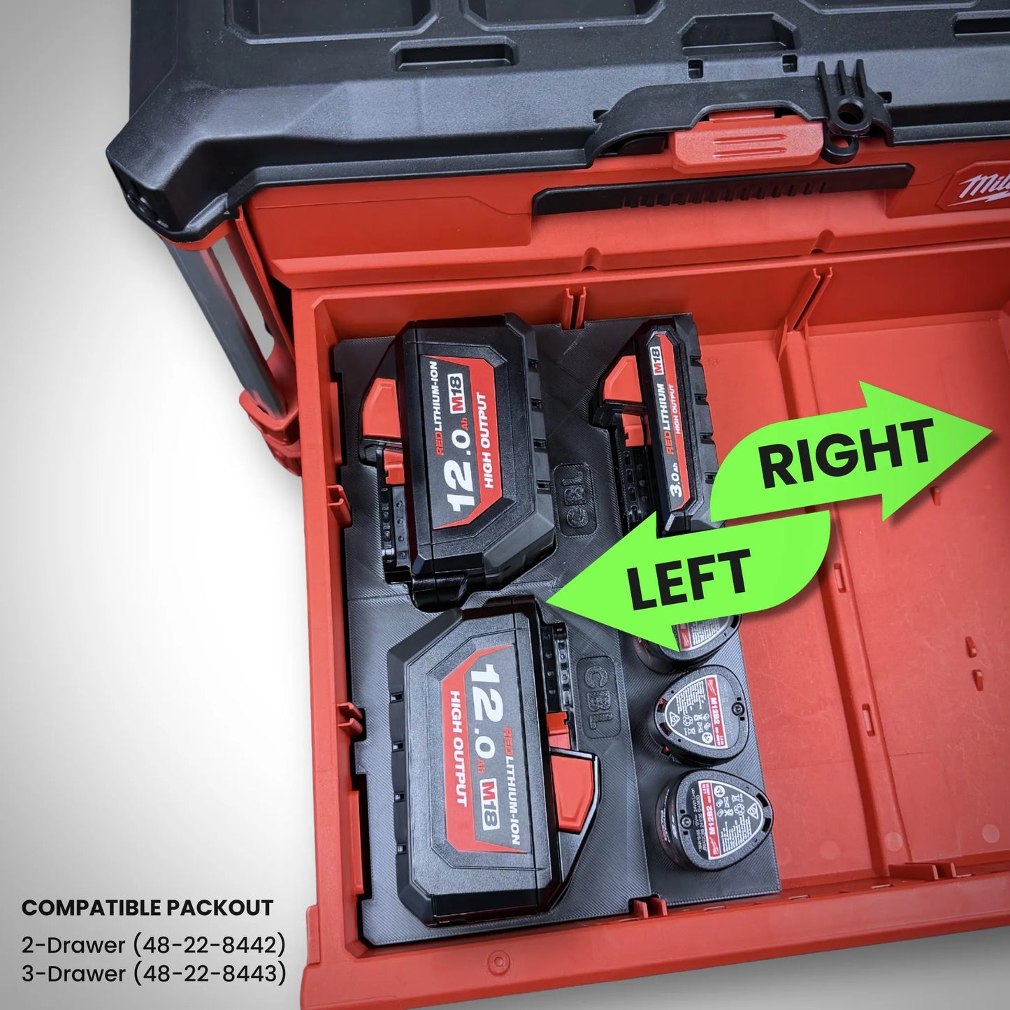 M18 HIGH OUTPUT 12.0 Battery Insert for Milwaukee PACKOUT Drawers