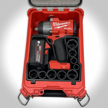 M18 1/2" High Torque Impact Wrench & Socket Insert for the Milwaukee PACKOUT Compact Organizer