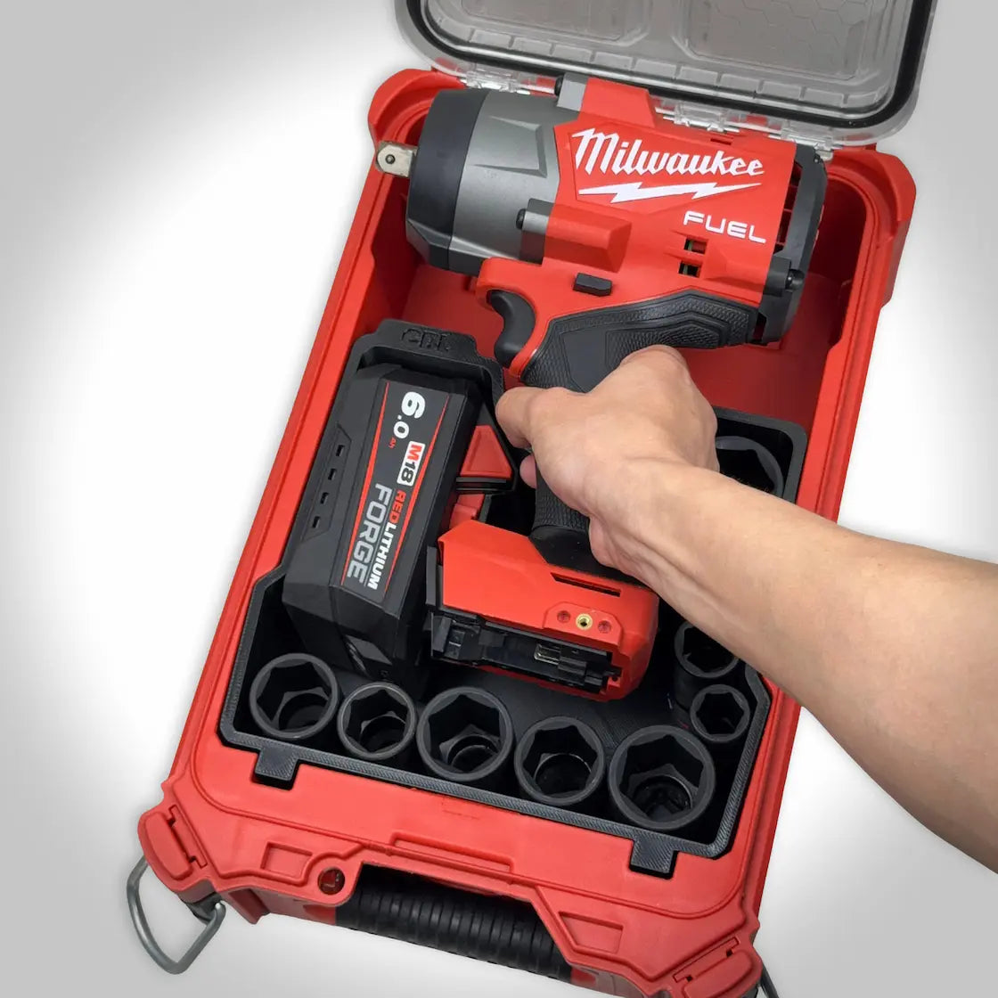 M18 1/2" High Torque Impact Wrench & Socket Insert for the Milwaukee PACKOUT Compact Organizer