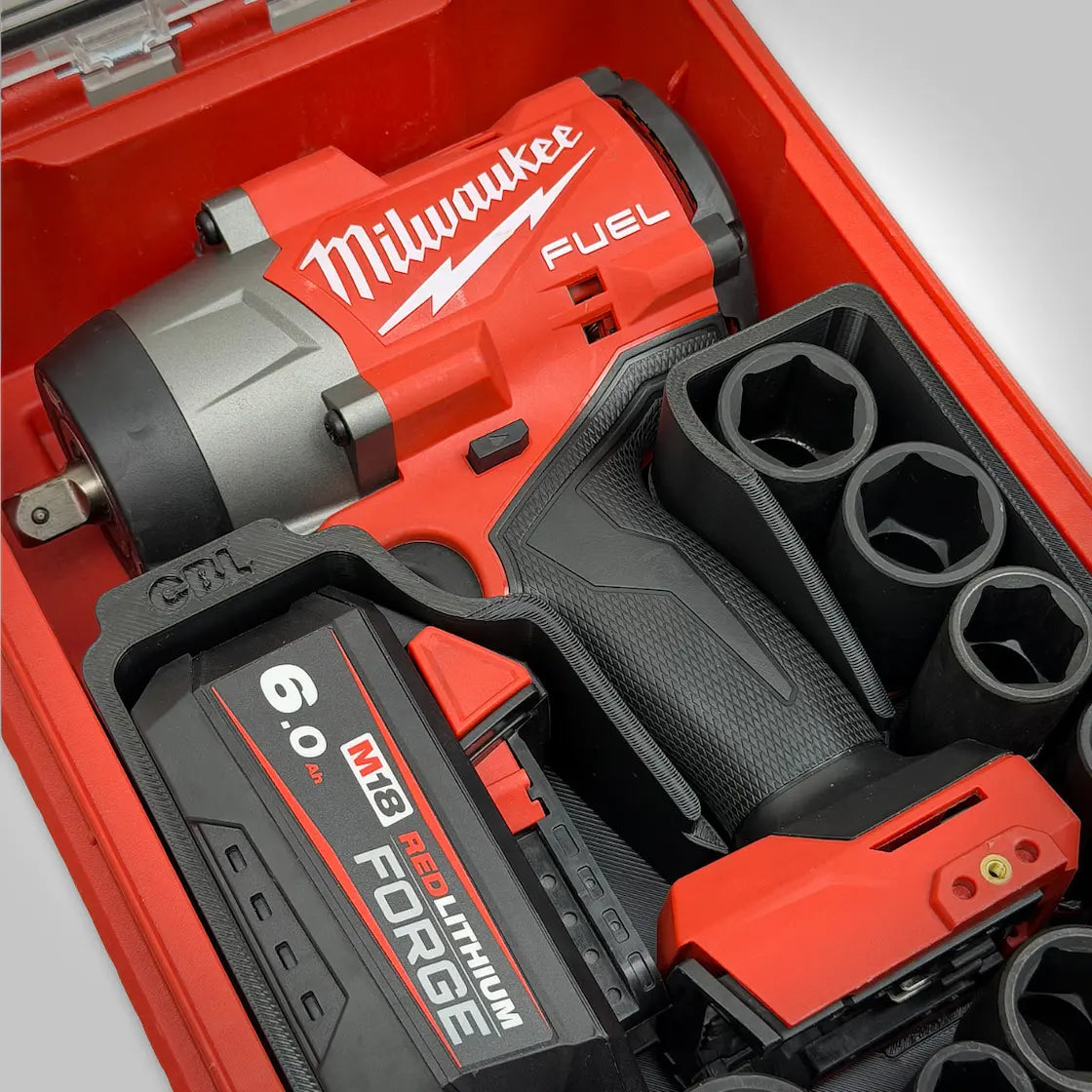 M18 1/2" High Torque Impact Wrench & Socket Insert for the Milwaukee PACKOUT Compact Organizer