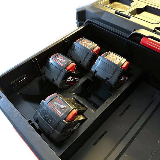 M18 Battery Storage Insert for Milwaukee PACKOUT™ Two-Drawer Toolbox