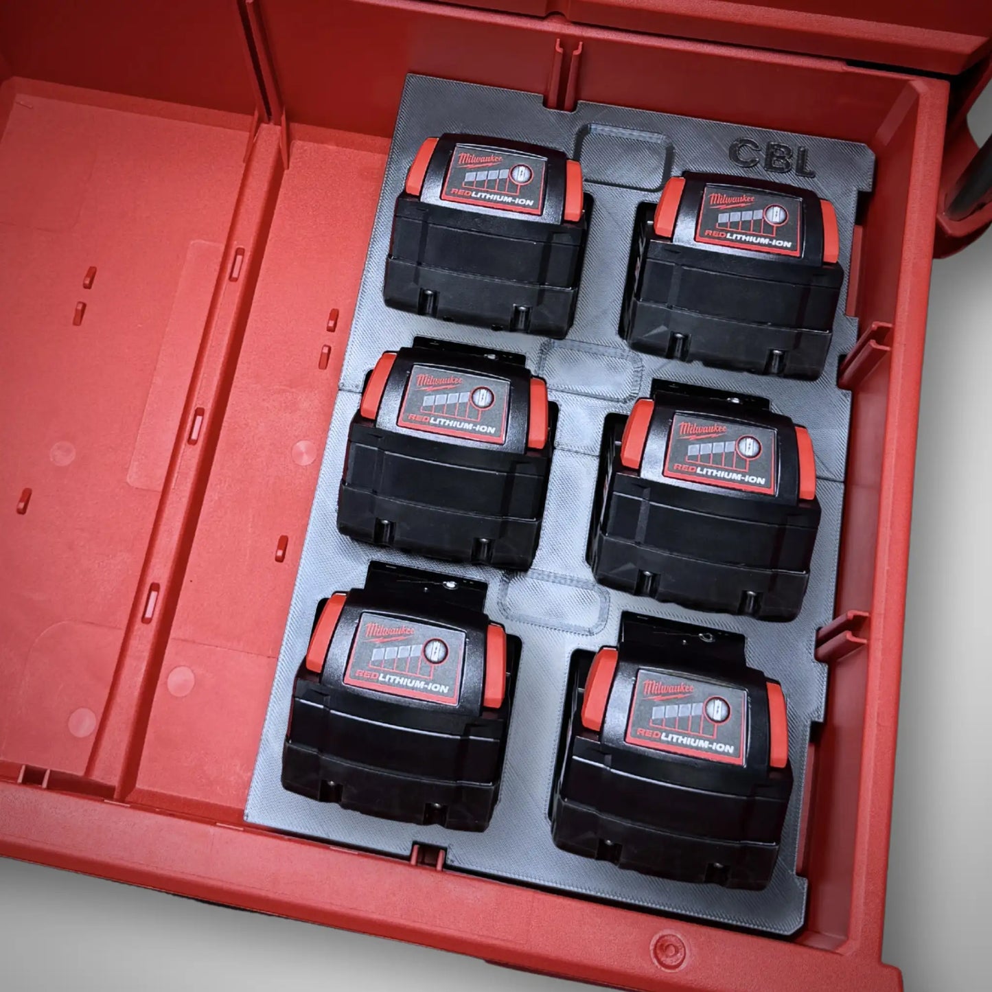M18 Battery Storage Insert for Milwaukee PACKOUT™ Two-Drawer Toolbox