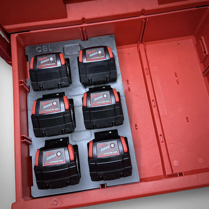 M18 Battery Storage Insert for Milwaukee PACKOUT™ Two-Drawer Toolbox