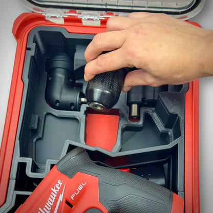 Milwaukee PACKOUT insert for Installation Driver—highlighting dedicated compartments for multiple driver heads and attachments.