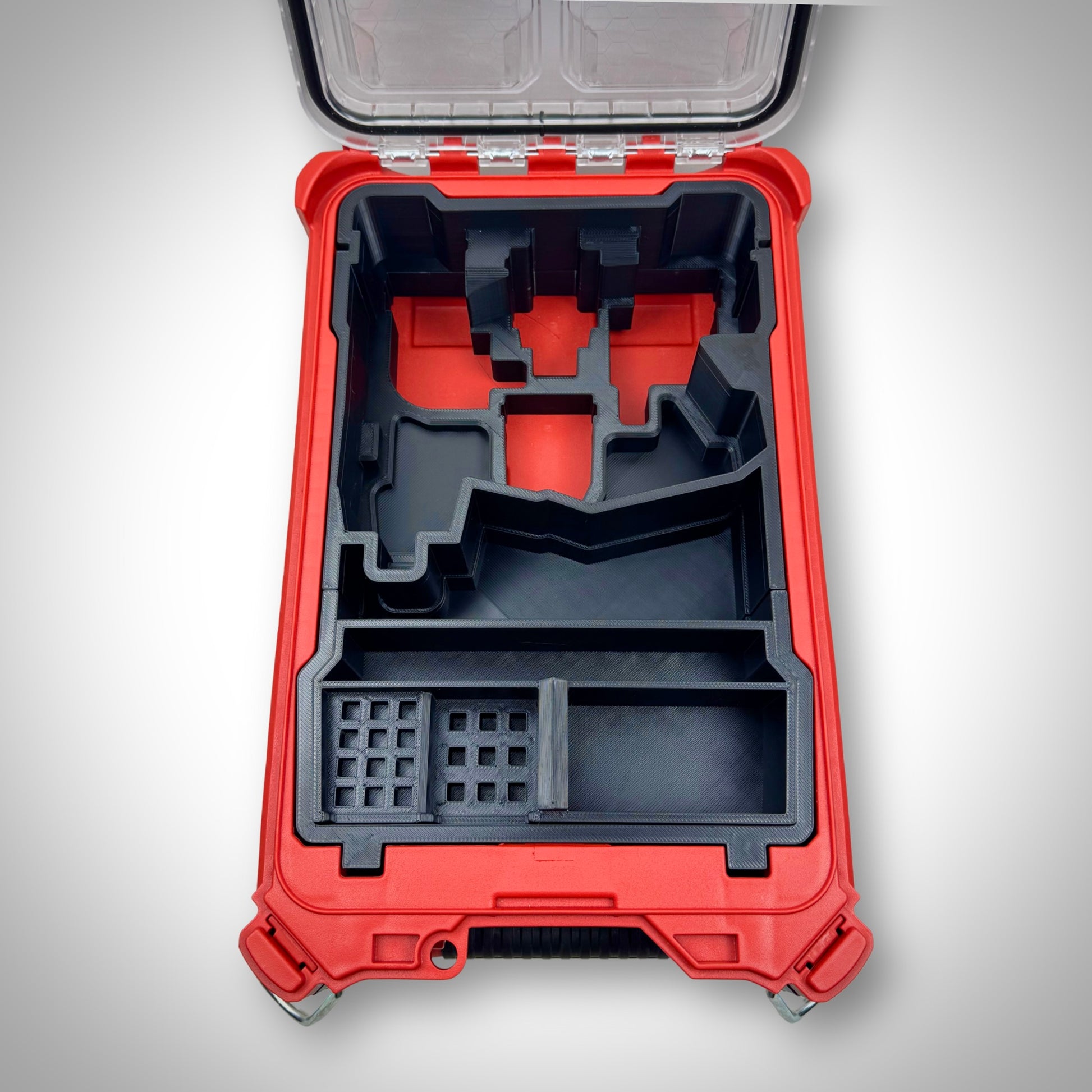 Installation Driver insert shown standalone—inside the PACKOUT™ container, with clearly defined compartments for each head and attachment.