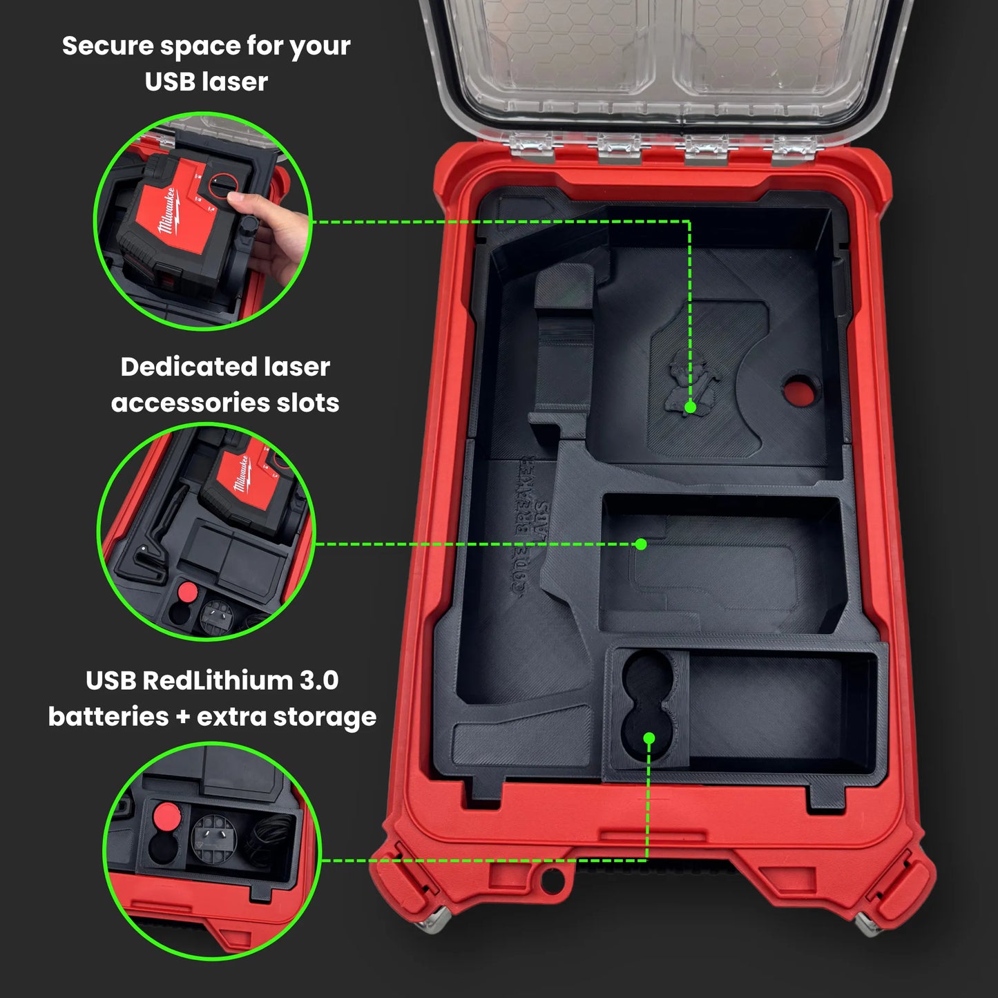 Milwaukee USB Laser Insert for PACKOUT™ Compact Organiser